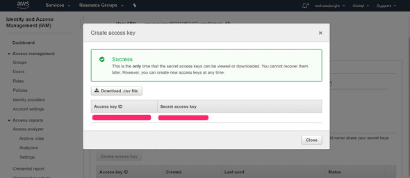 Generating new access key