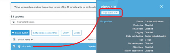 Copy your bucket's ARN